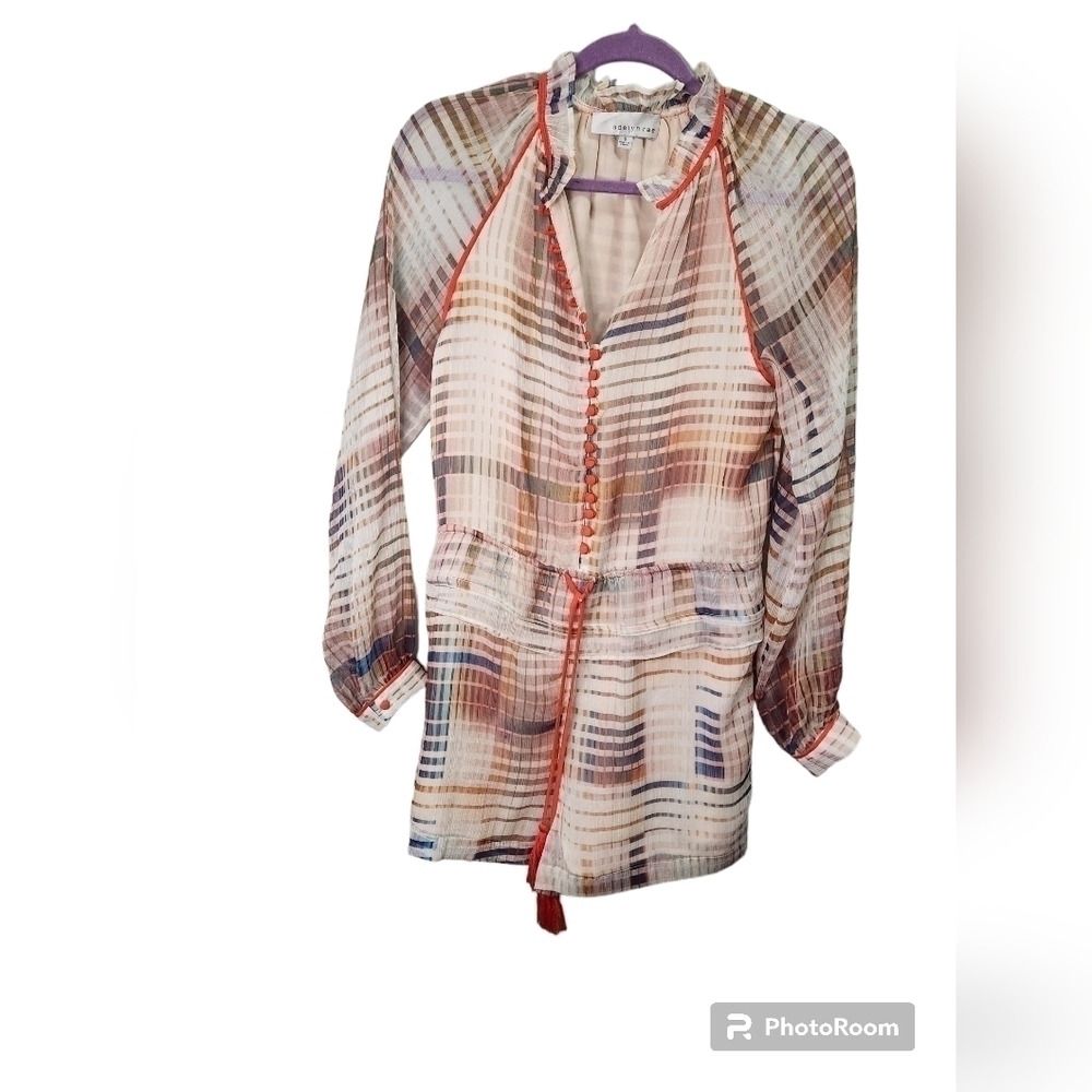 Anthropologie Adelyn Rae Grid Graphic Romper Ruffle Lined Size Small - Picture 3 of 7